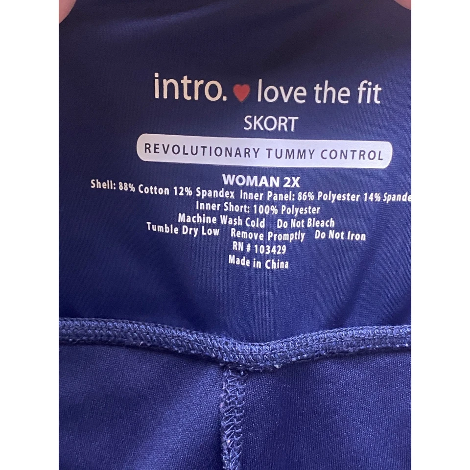 Intro Love The Fit Skort Feminino 2XL Azul Marinho Branco Estrela AOP Controle de Barriga Plus - Imagem 4 de 4