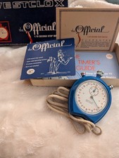 Vintage Westclox  The Official  1/10 Second Stopwatch Blue w/ Box  Papers Works