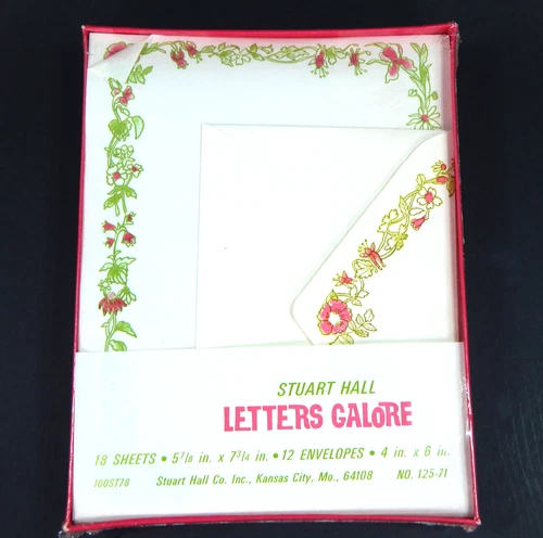 VTG SEALED STUART HALL FLORAL LETTERS GALORE 18 SHEETS PAPER & 12 ENVELOPES NEW
