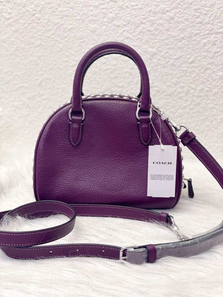 NWT Coach Leather Rivet Sydney Satchel Crossbody Bag CM071 Silver