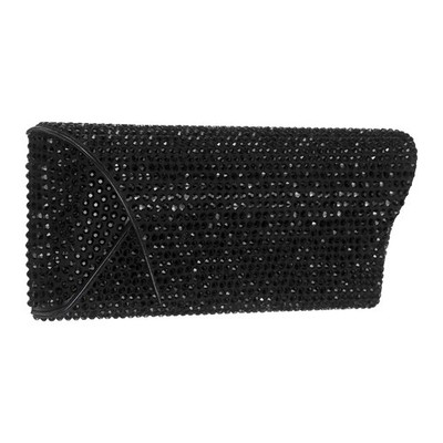 Bling Sunglass Case, 2.7''x6.5'' PU Leather Eyeglasses Hard Shell, Black