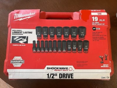 Milwaukee Tool 49-66-7012 19Pc Shockwave Impact Duty 1/2'' Drive Sae Deep 6