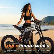 20" Electric Bicycle 1500W Fat Tire Off-Road Mountain E-Bike 60V 30Ah Oil Brakes
