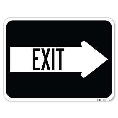 Exit (with Right Arrow) | 18'' X 24'' Heavy-Gauge Aluminum Rust Proof Parking S...