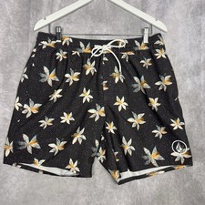 Volcom Manic 2 Board Shorts Mens Large Black Floral Swim Trunks