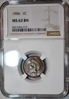 NGC MS-62 BN 1906 Indian Head Cent, Blazing, Wood-Grain Toned specimen.