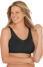 NWOT Black Comfort Choice Cotton Front Close Wireless Bra Size 50C