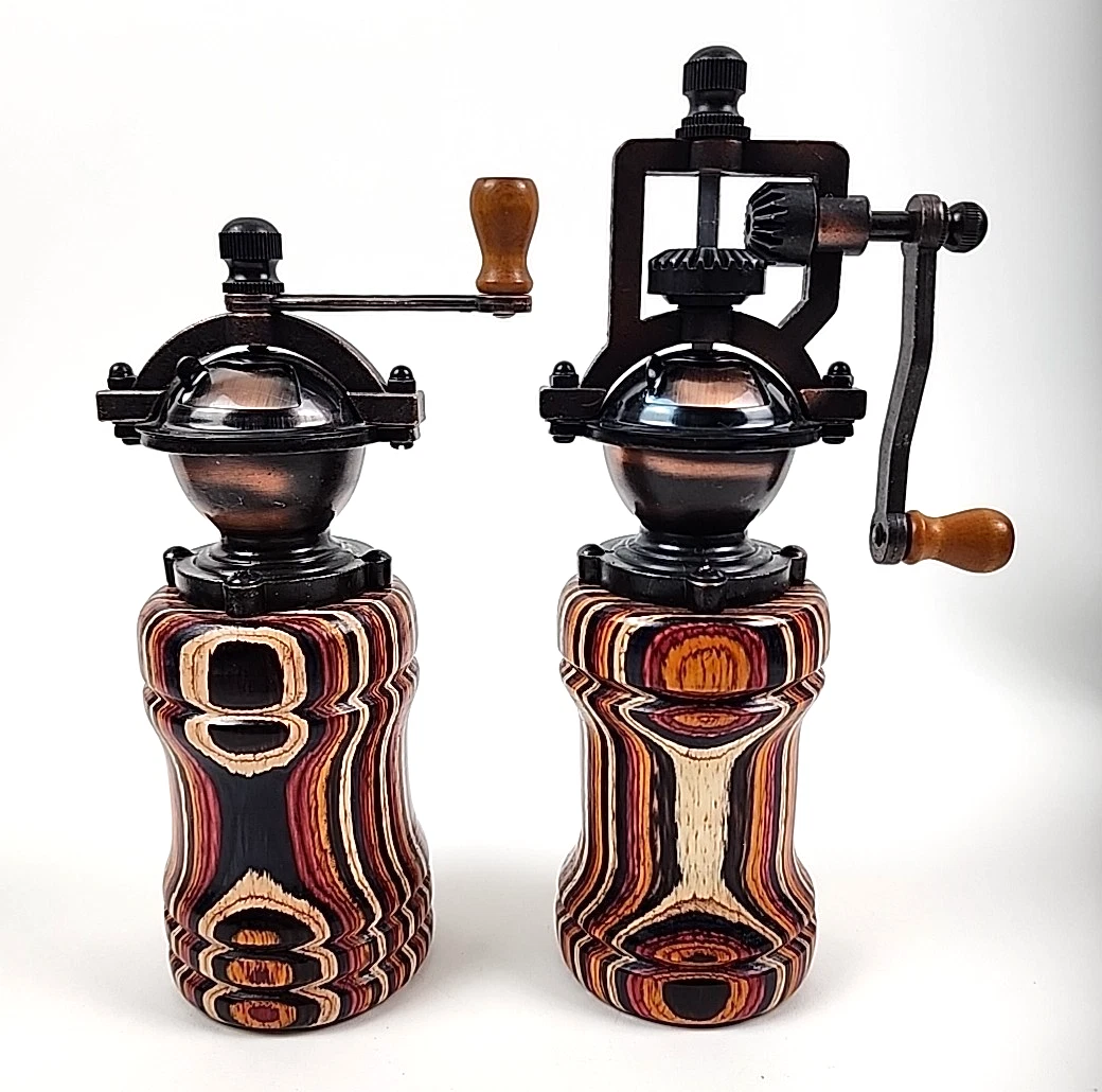 Handmade Spectraply Wood Salt & Pepper Mill Grinder – Color Grain – Unique