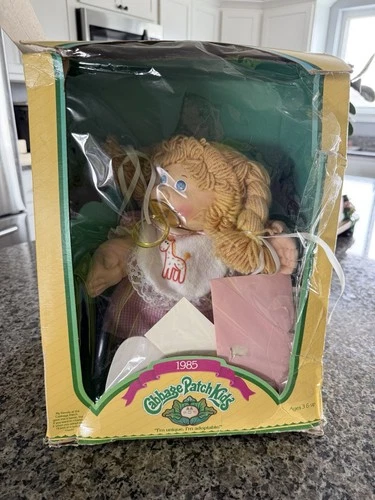 Cabbage Patch Kids Brandy Gabi Doll 1985 Blonde Hair Pink Outfit Original Box