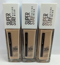 3 MAYBELLINE SUPERSTAY ACTIVE WEAR FOUNDATION 220 NATURAL BEIGE 1OZ NEW & SEALED