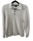 Quince Men 100% Organic Cotton Ribbed Polo Sweater in Speckled Beige Size M