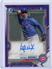 2021 Bowman Chrome #CPA-RM Rafael Morel Purple REFRACTOR AUTO #221/250 1st RC