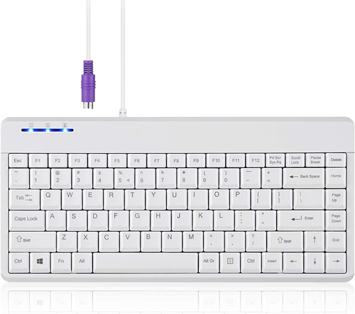 PERIBOARD-409 PW Wired PS 2 Mini Keyboard, White, US English Layout ...