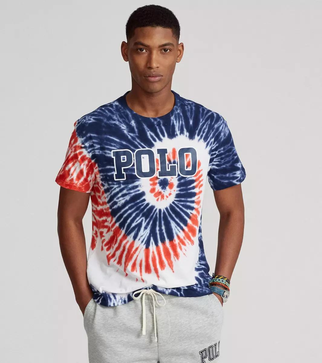 red white and blue graphic tee