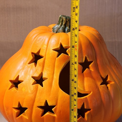 Vintage GEMMY Halloween FOAM BLOW MOLD Lighted Pumpkin STARS & MOON Orange 9.5" - Picture 10 of 10