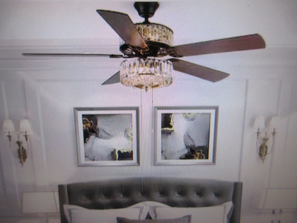 River of Goods Geometric Diamond 52 in. Clear Crystal LED Ceiling Fan With Light - Image 2 of 4