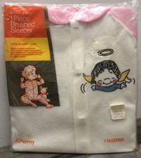 Vintage Toddler Time 1 Piece Brushed Sleeper Girls Original Damaged Packaging