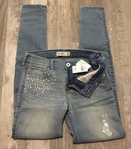 Abercrombie Girl Jeans 16 Super Skinny Medium Stonewash Stretch Pockets Blue - Picture 6 of 7