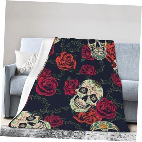 Blanket, Cute Christmas Birthday Gift, Dad Uncle 50" x 60" Roses Sugar Skulls