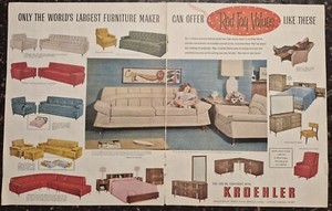 Kroehler Furniture 4 print ads The Saturday Evening Post Life 1951-1959