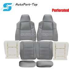 For 2002-2006 2007 Ford F250 F350 F450 Perforated Seat Cover Gray / Foam Cushion