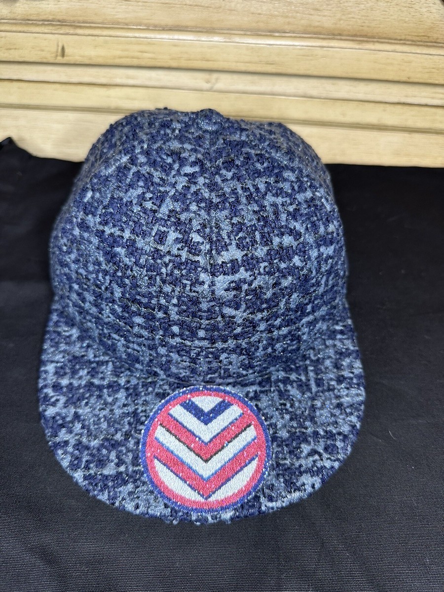 Authentic CHANEL New Cap Airline Baseball Tweed Lamé Blue Navy