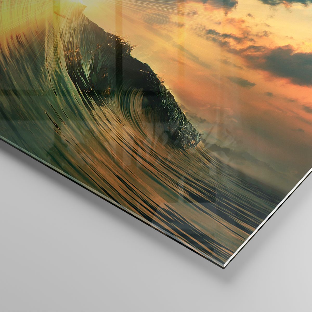 Tableau Déco Murale Moderne - Impression Sur Verre 120x80cm - Vague, Mer, Paysage Marin - ARTTOR