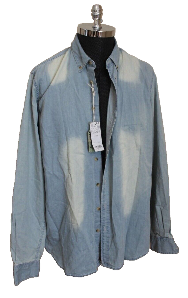 MANGO Man QUALITY DENIM SHIRT BLUE XXL (Eu) XL NEW! SOLD