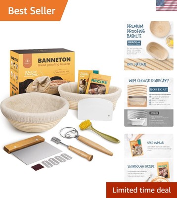 Banneton Bread Proofing Basket Sourdough Bread Baking Supplies, 9 Inch Round ...
