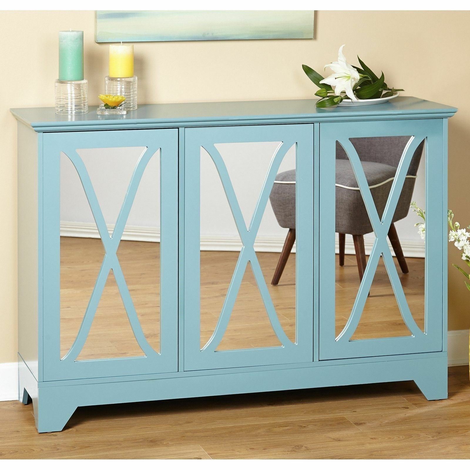 Blue Wooden Buffet Server Sideboard sold out Mirror Storage Cabinet China Max 75% OFF