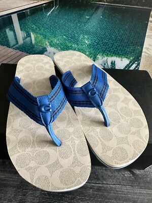 COACH Signature Webbing Flip-Flop Men'sBlue Fin 8 D Blue Fin Chalk