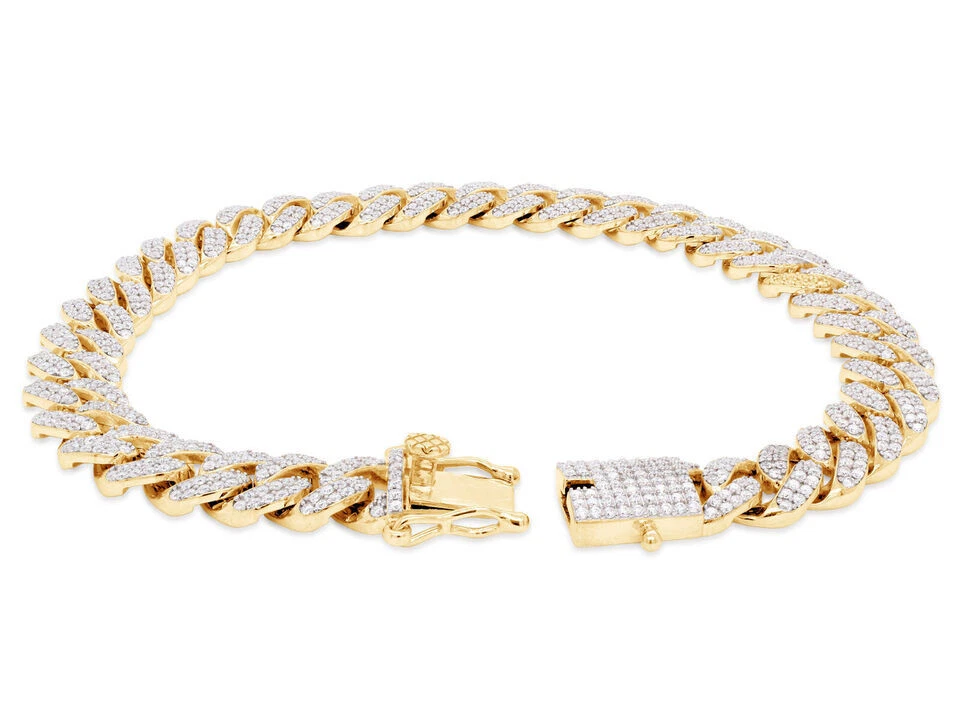 Pulseira masculina 5 quilates Miami Curb Cuban Link moissanita 9 mm prata esterlina 925 - Imagem 3 de 3