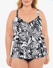 Swim Solutions Women' Plus Triple-Tier Tummy-Control One-Piece Swimsuit 20W 1986