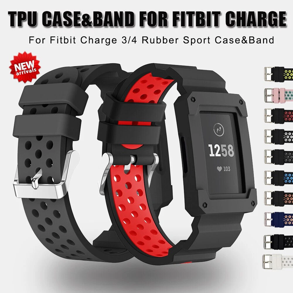 TPU Rubber Band Case For Fitbit Charge 3 4 Replacement Smart