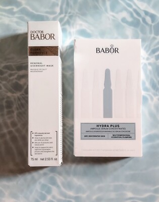   NIB! BABOR Clean Renewal Overnight Mask 2.53 oz + Hydra Plus Ampoules  