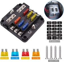 6 Way 12-24V Car Boat Power Distribution Blade Fuse Holder Box Block Panel Fuses