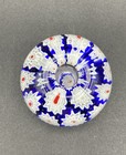 Millefiori Art Glass Paper Weight Bright Blue and White Flowers — photo 3