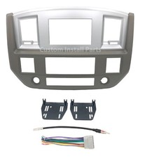Radio Double Din Dash Install Bezel Kit Silver Beige Fits 2006-2009 Dodge Ram