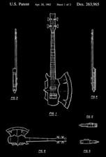 1982 - Guitar - G. Klein - Patent Art Poster