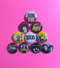New Wave 1.25" Button Pin Lot of (10) Talking Heads The Cure New Order DEVO 