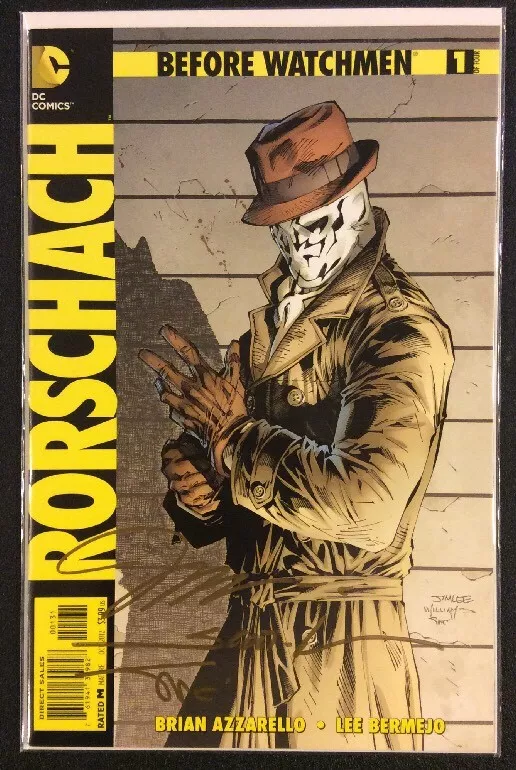 WATCHMEN #1 RORSCHACH JIM LEE SIGNED VARIANT DC Comic Book 1:200 COA VF+  BEAUTY!