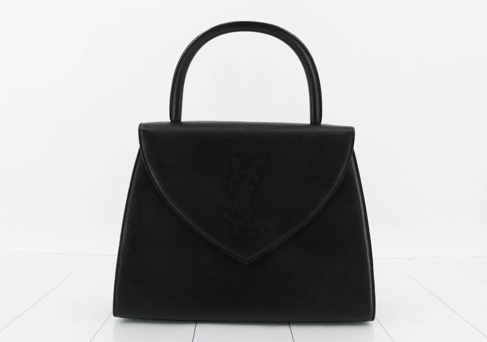 Borsa YSL Saint Laurent vintage strutturata in pelle nera