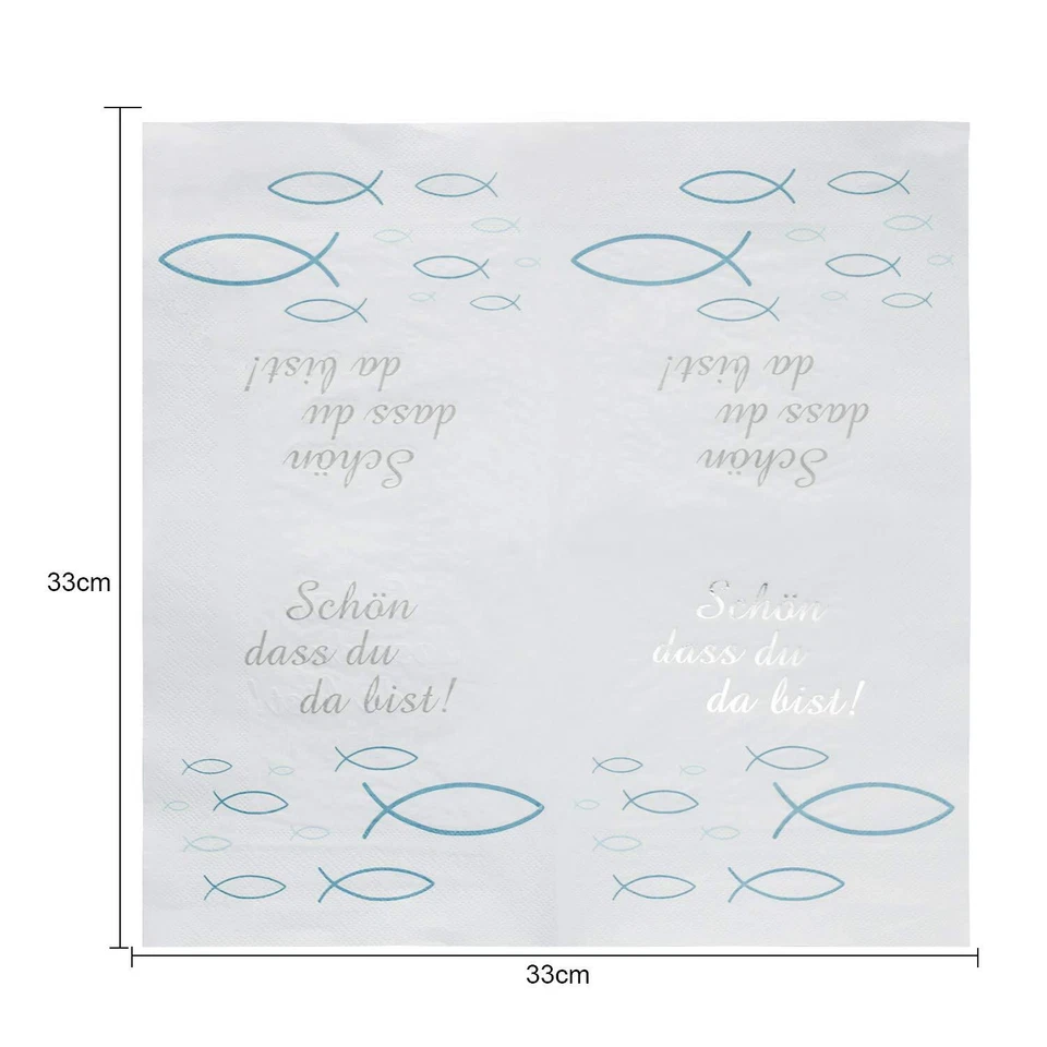 Servietten Fisch Blau Türkis für Junge Konfirmation Kommunion Taufe Tischdeko... - Bild 2 von 4
