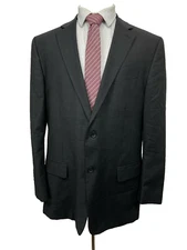 GEOFFREY BEENE 46L Men's Black 100% Wool Pinstripe Blazer Sport Coat