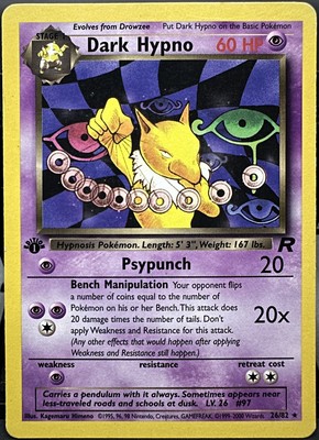 Dark Hypno 26/82 Team Rocket 1st Edition Non-Holo Rare Pokemon TCG 1999-2000 MP