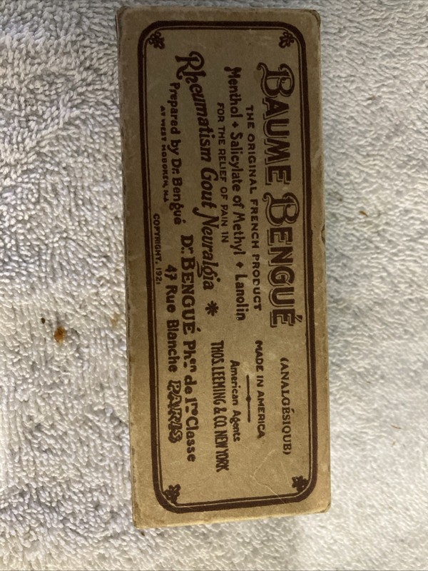 ANTIQUE BAUME BENGUE QUACK MEDICAL RHEUMATISM RUE BALLU BOX RARE
