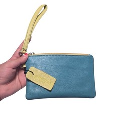 Portafoglio donna Clarks vera pelle da polso marsupio blu acqua giallo