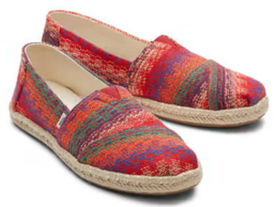 TOMS Loafers Shoes ALPARGATA WOVEN ROPE ESPADRILLES Mexican Blanket Style 8.5