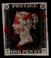 GB QV SG2, 1d black PLATE 1b, FINE USED. Cat £375. RED MX TG