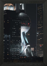 Shanghai Pearl Tower at Night Framed Wall Art Poster Canvas Print Picture